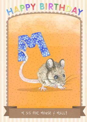 Alphabet Animal Antics M Is For Personalised Happy Birthday Card