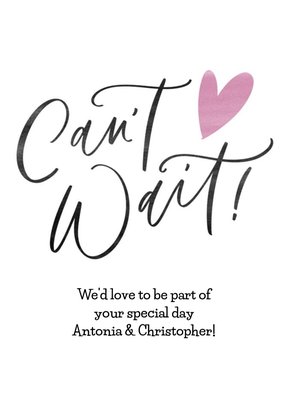 Typographic Cait Wait Wedding Acceptance Card