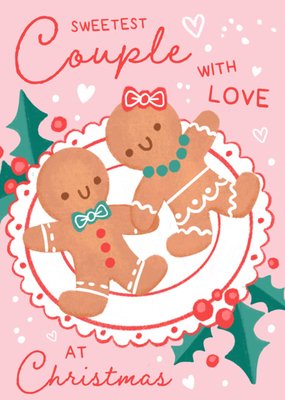 Sweetest Couple Illustrated Gingerbread Christmas Card