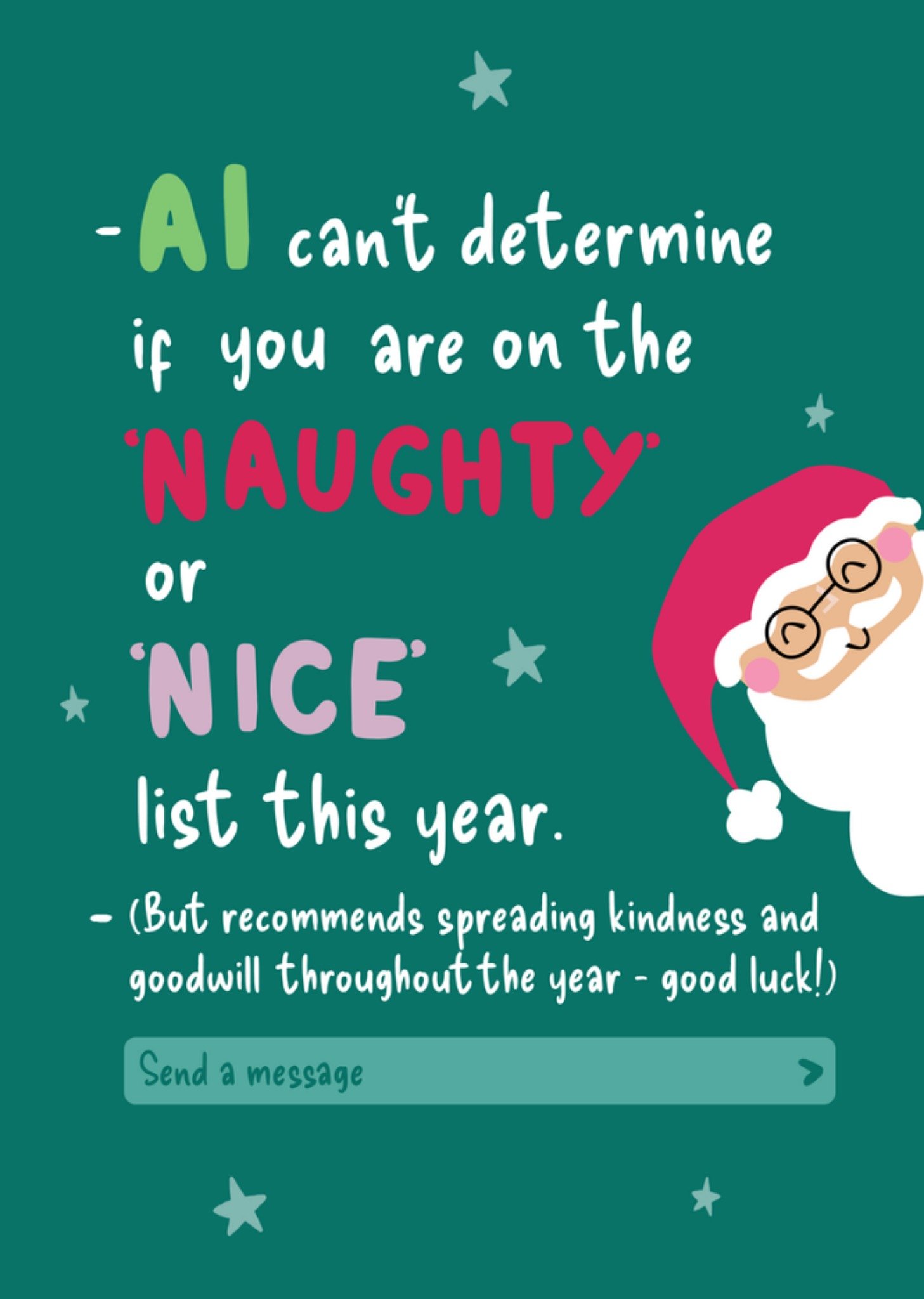 Moonpig Ai Can't Determine If You Are On The Naughty Or Nice List Christmas Card