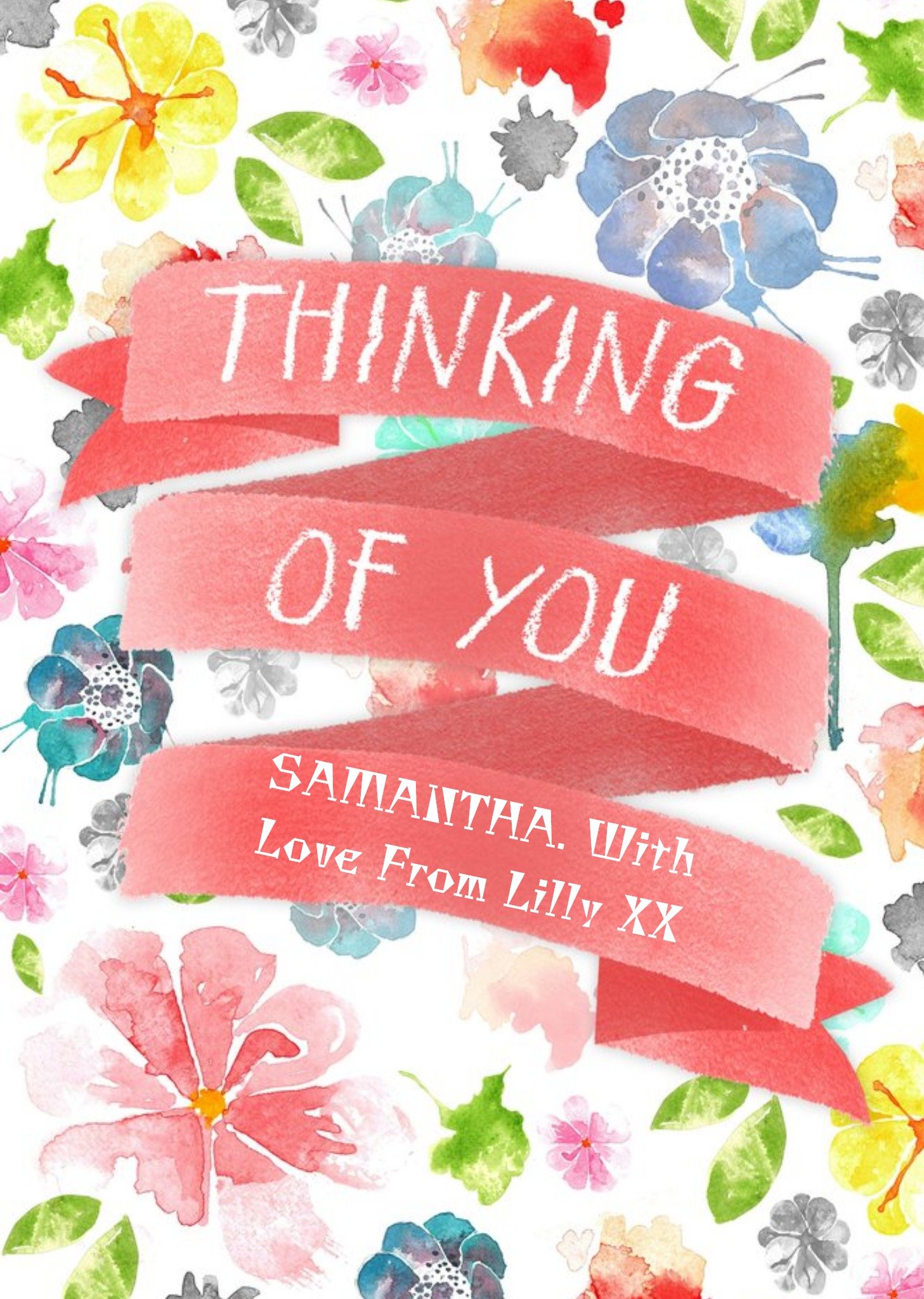 Moonpig Floral Background Personalised Thinking Of You Card