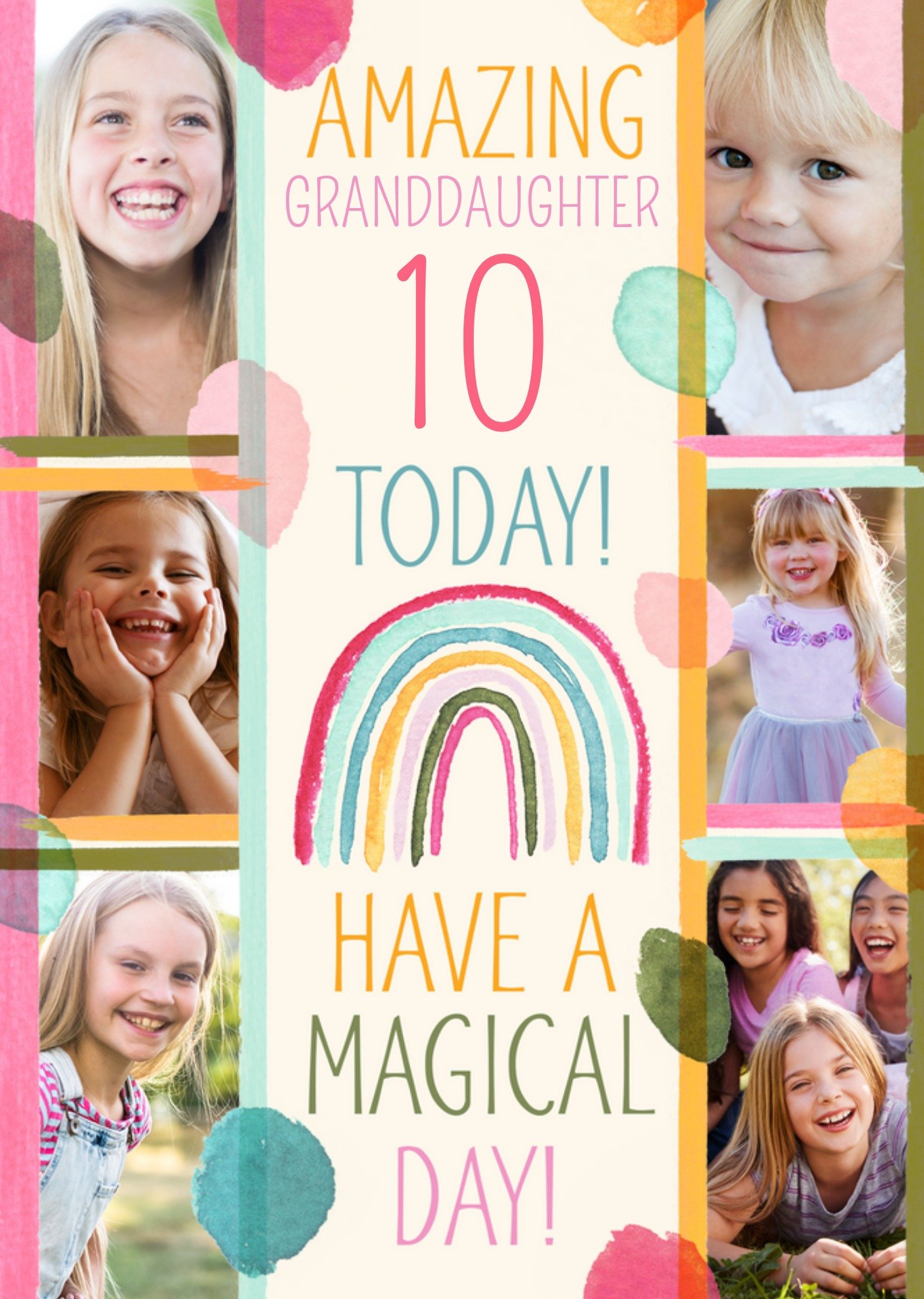 Moonpig Amazing Granddaughter 10 Today Painted Photo Upload Birthday Card, Large