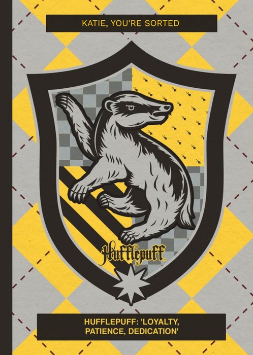 Harry Potter sorting hat card - Hufflepuff