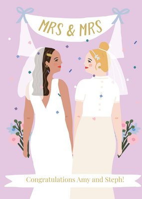 Mrs & Mrs Congratulations Wedding Day Card