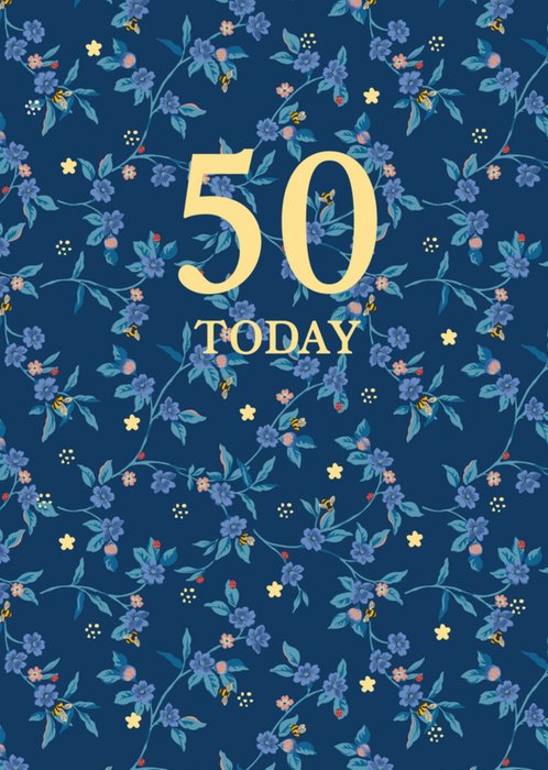 Cath Kidston 50 Today Floral Illustrated Birthday Card