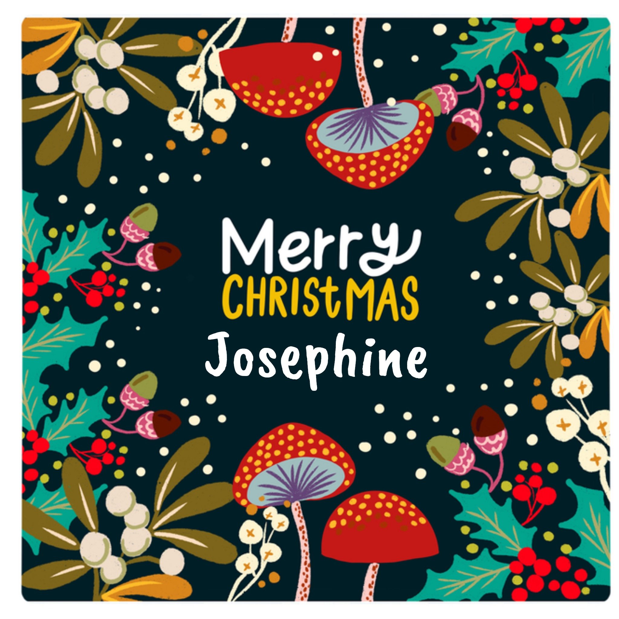 Moonpig Festive Illustrated Wintery Forest Mushrooms And Foliage Merry Christmas Card