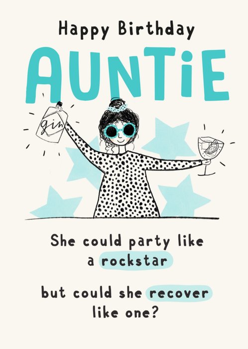 Party Illustrated Happy Birthday Auntie Card