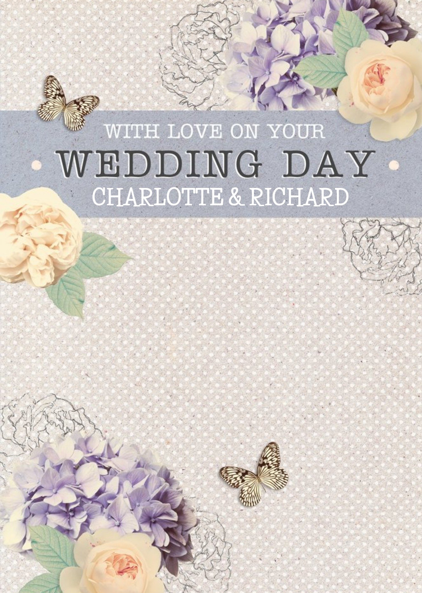 Moonpig Buds In Bloom And Butterflies Personalised Wedding Day Card