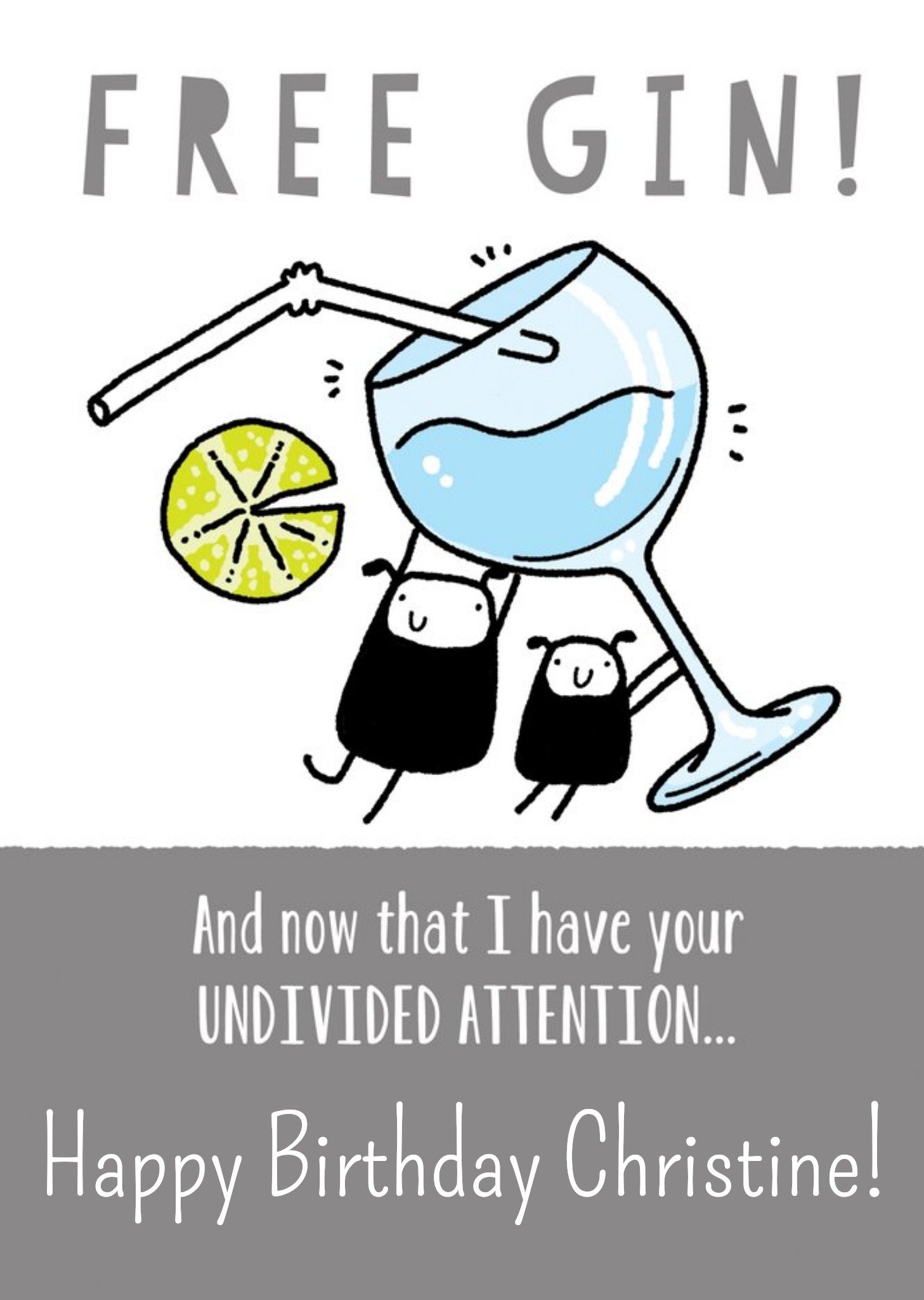 Moonpig Fun Illustrative 'free Gin' Birthday Card
