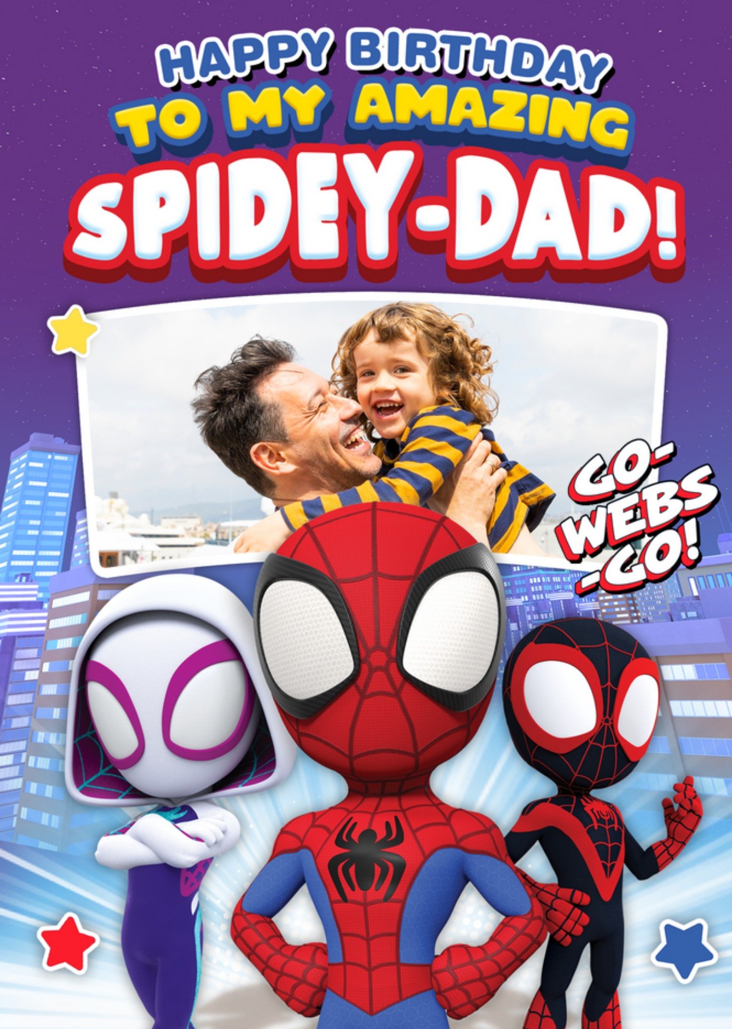 Marvel Spidey And His Amazing Friends Photo Upload Spidey-Dad Birthday Card, Large