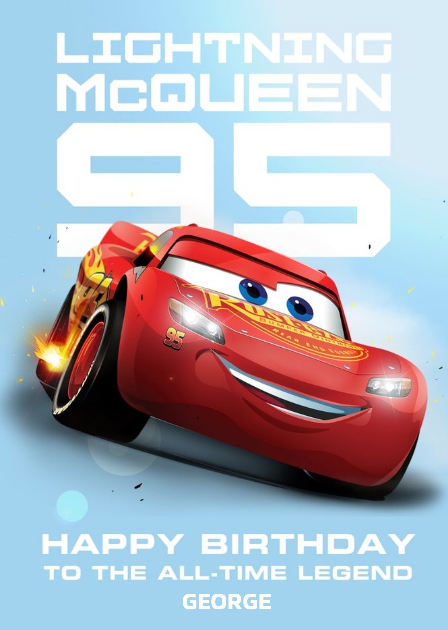 Disney Cars Lighting Mcqueen Personalised Birthday Card
