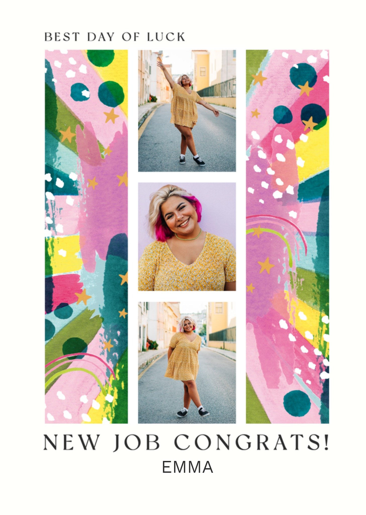 Moonpig Artistic Fun Bright Painted Multi Photo Upload New Job Card