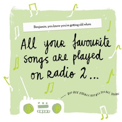 All Your Favourite Songs Are Played On Radio 2 Old Birthday Card
