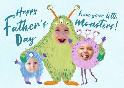 Trading Faces Happy Father's Day From Your Little Monsters Photo Upload Card