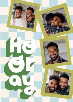 Fun Retro Hooray Photo Upload Card