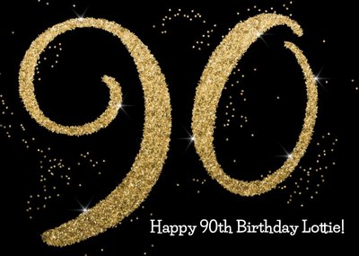 Metallic Gold Glitter 90th Personalised Birthday Card