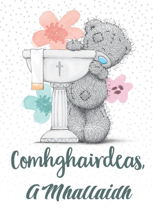 Cute Irish Language Tatty Teddy Christening Or Baptism Congratulations Card