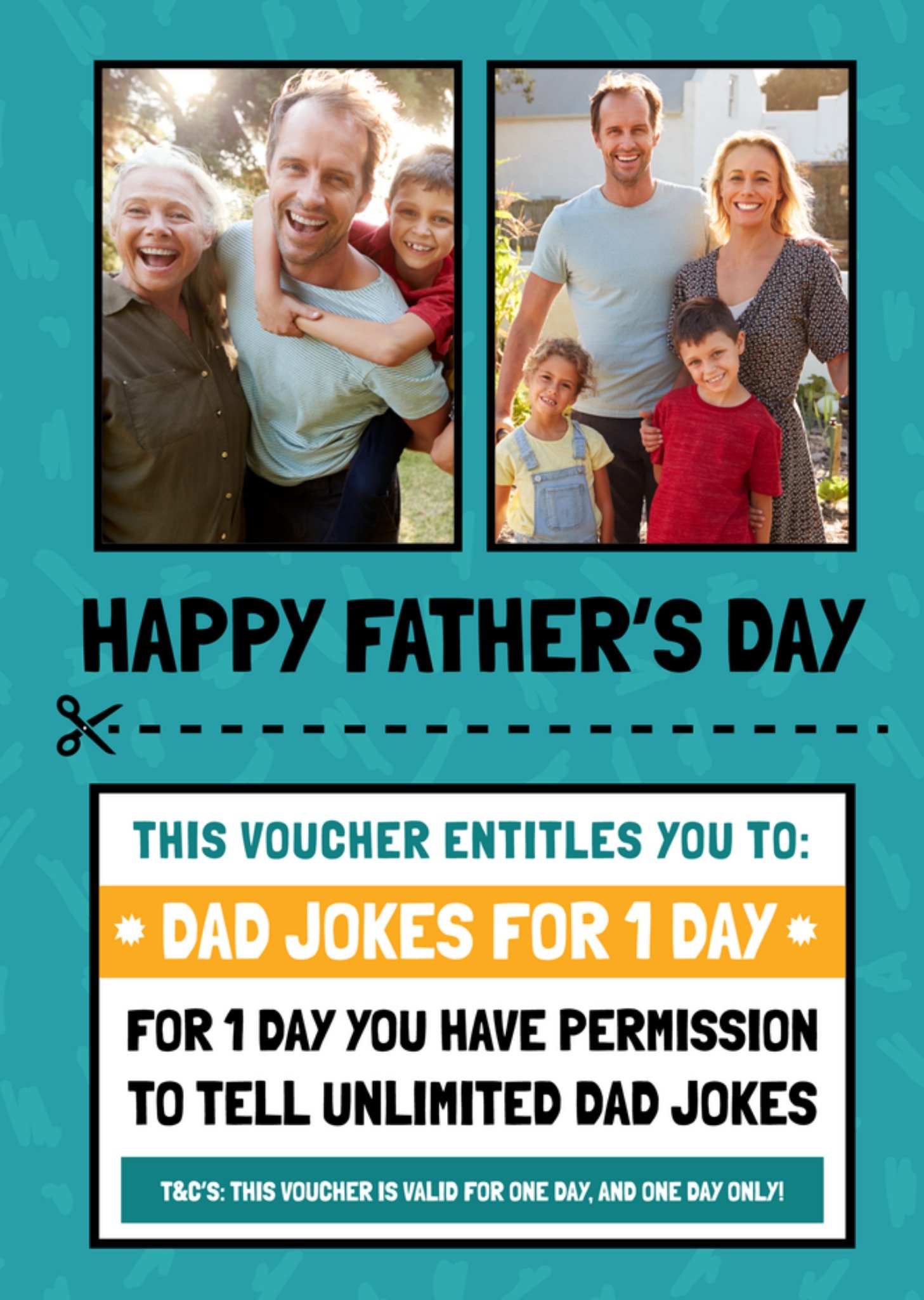 Moonpig Abigolucky Designs Dad Jokes Voucher Photo Upload Father's Day Card