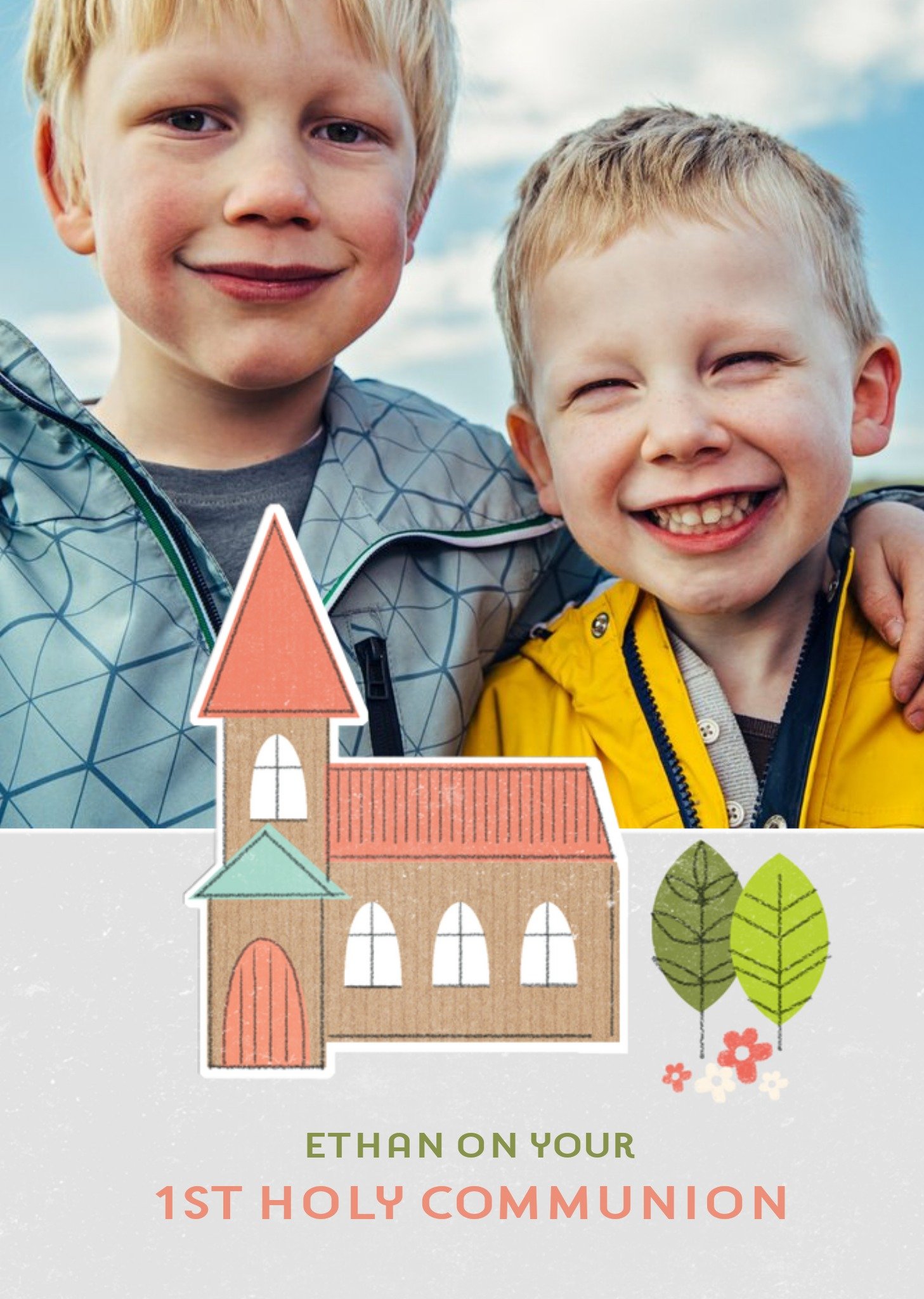 Moonpig Photo Upload Illustrative Church 1st Communion Editable Card