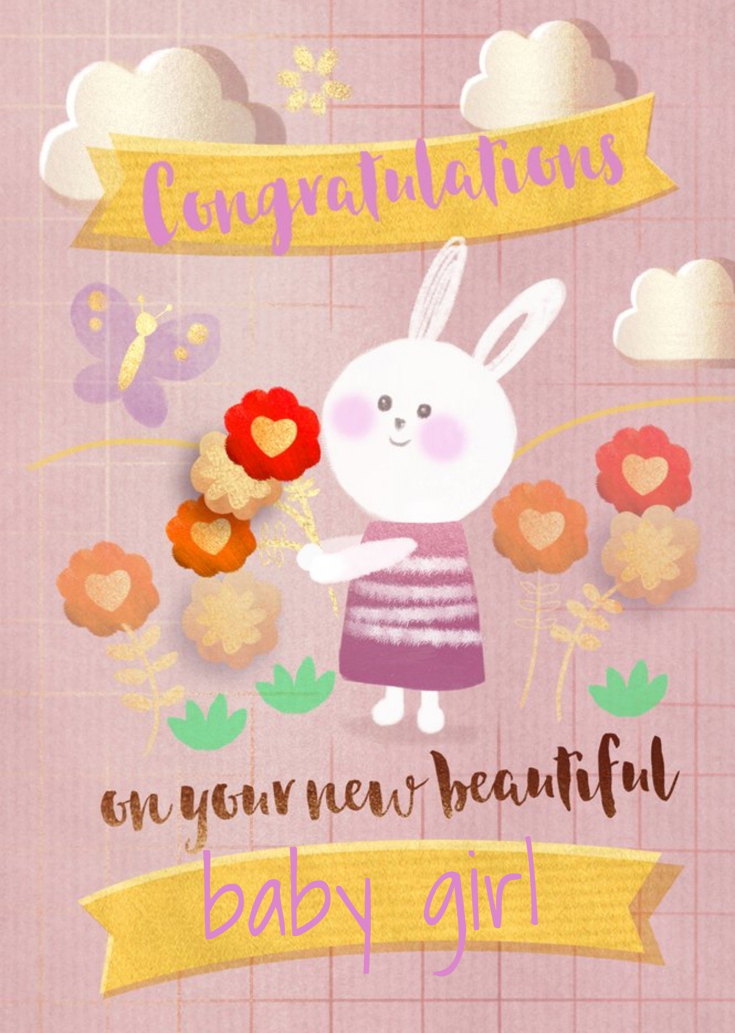Moonpig Northern Lights Creative Illustration Congratulations New Baby Girl Card
