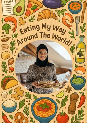 Foodie Eating My Way Around The World Photo Upload Postcard