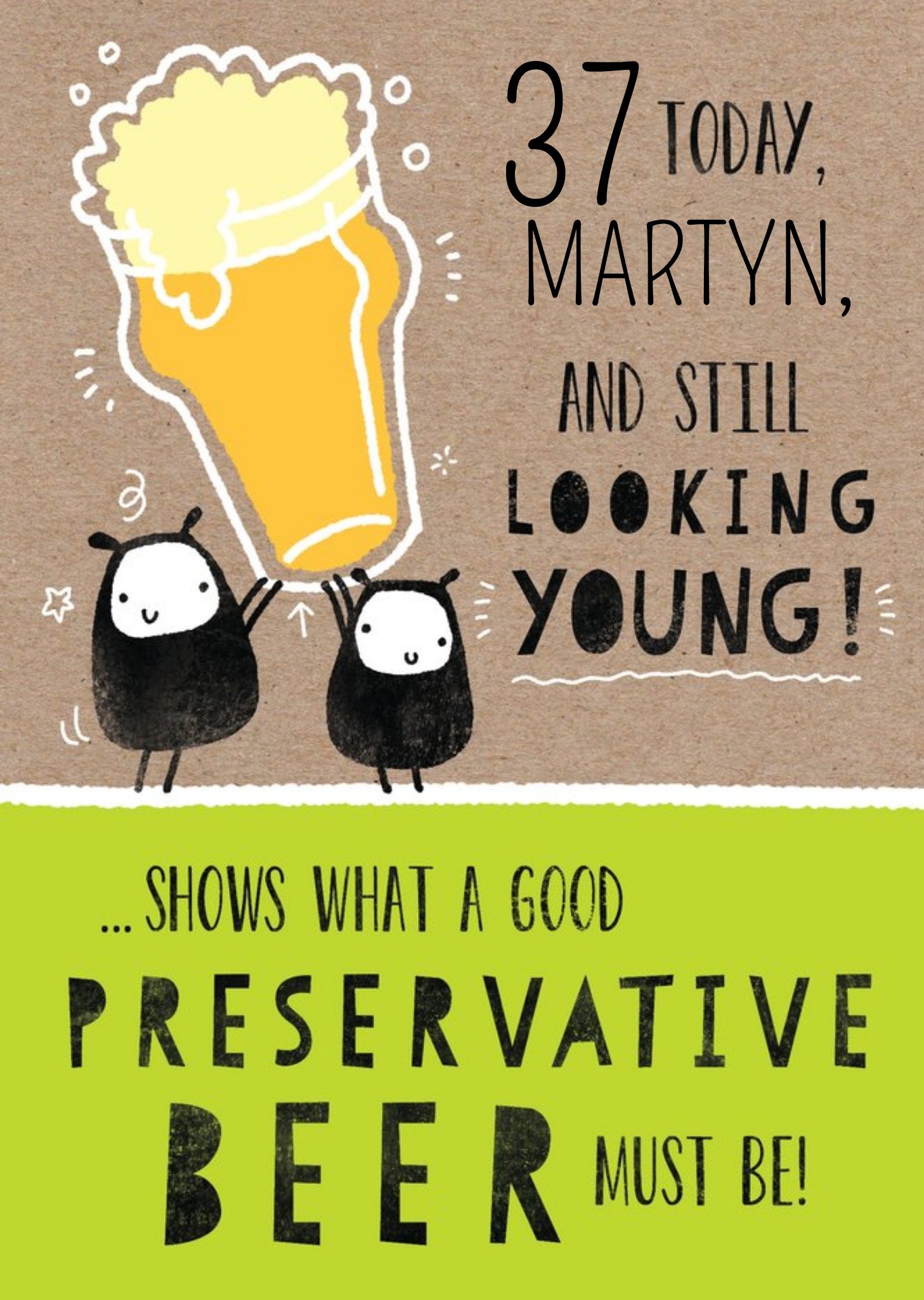 Moonpig Beer And Looking Young Personalised Happy Birthday Card