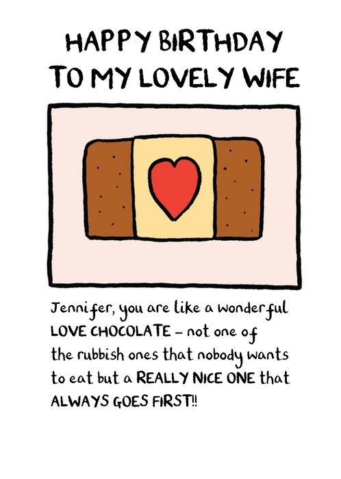 Funny Love Chocolate Birthday Card For Wife