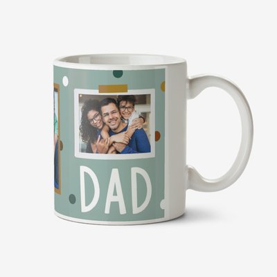 Simple Polka Dot Design Three Photo Upload Dad Mug