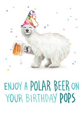 Illustration Polar Bear Enjoy A Polar Beer Pops Birthday Card