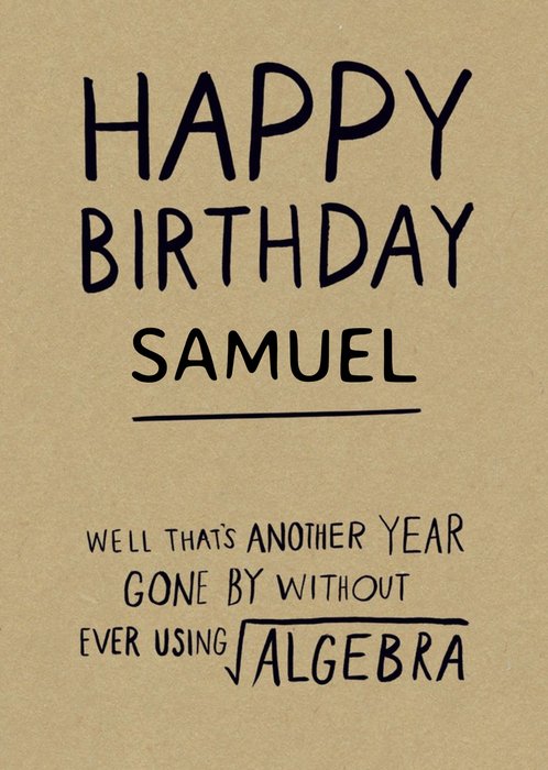 Funny Maths Algebra Birthday Card