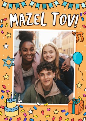 Mazel Tov Party Photo Upload Bar And Bat Mitzvah Card