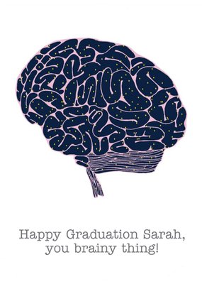 Illustration of a brain Happy Graduation Congratulations Card