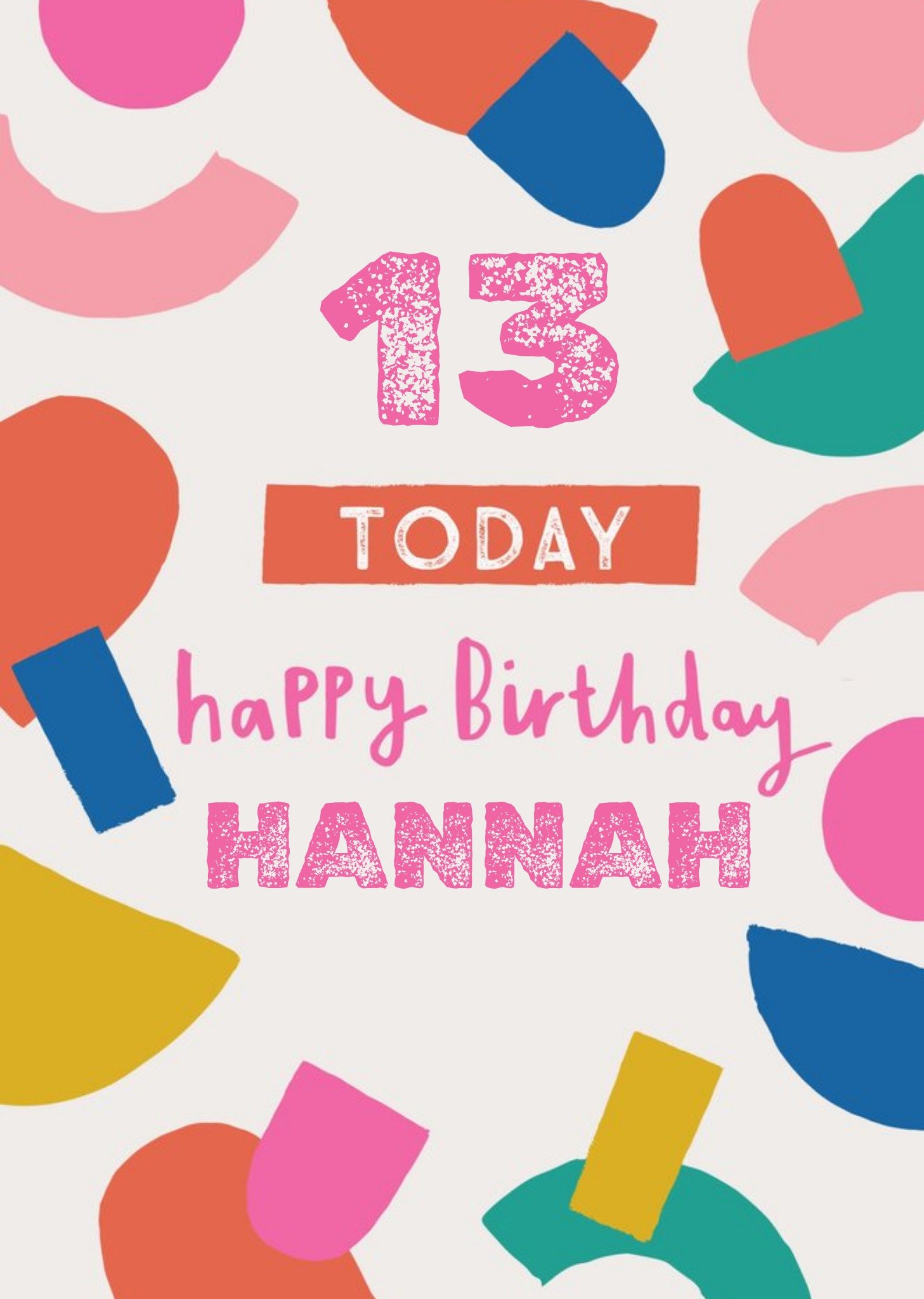 Moonpig Colourful Confetti Design Personalised Name Teen Birthday Card