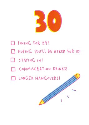 Funny Checklist 30th Birthday Card