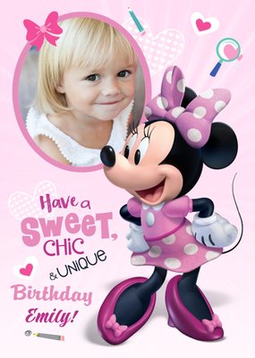 Disney Minnie Mouse Photo Upload Birthday Card