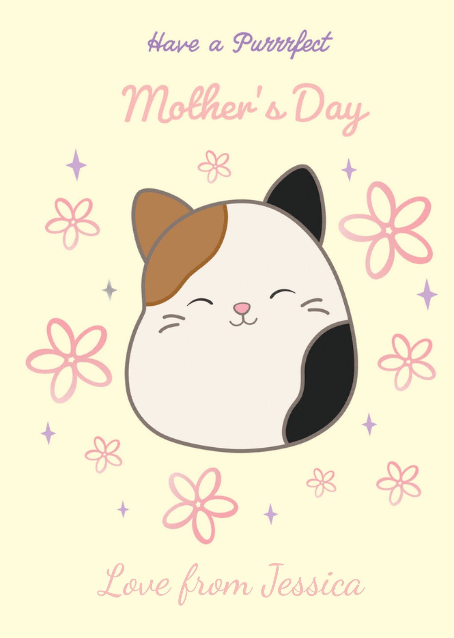 Moonpig Squishmallows Calico Cat Have A Purrrfect Mother's Day Card, Large