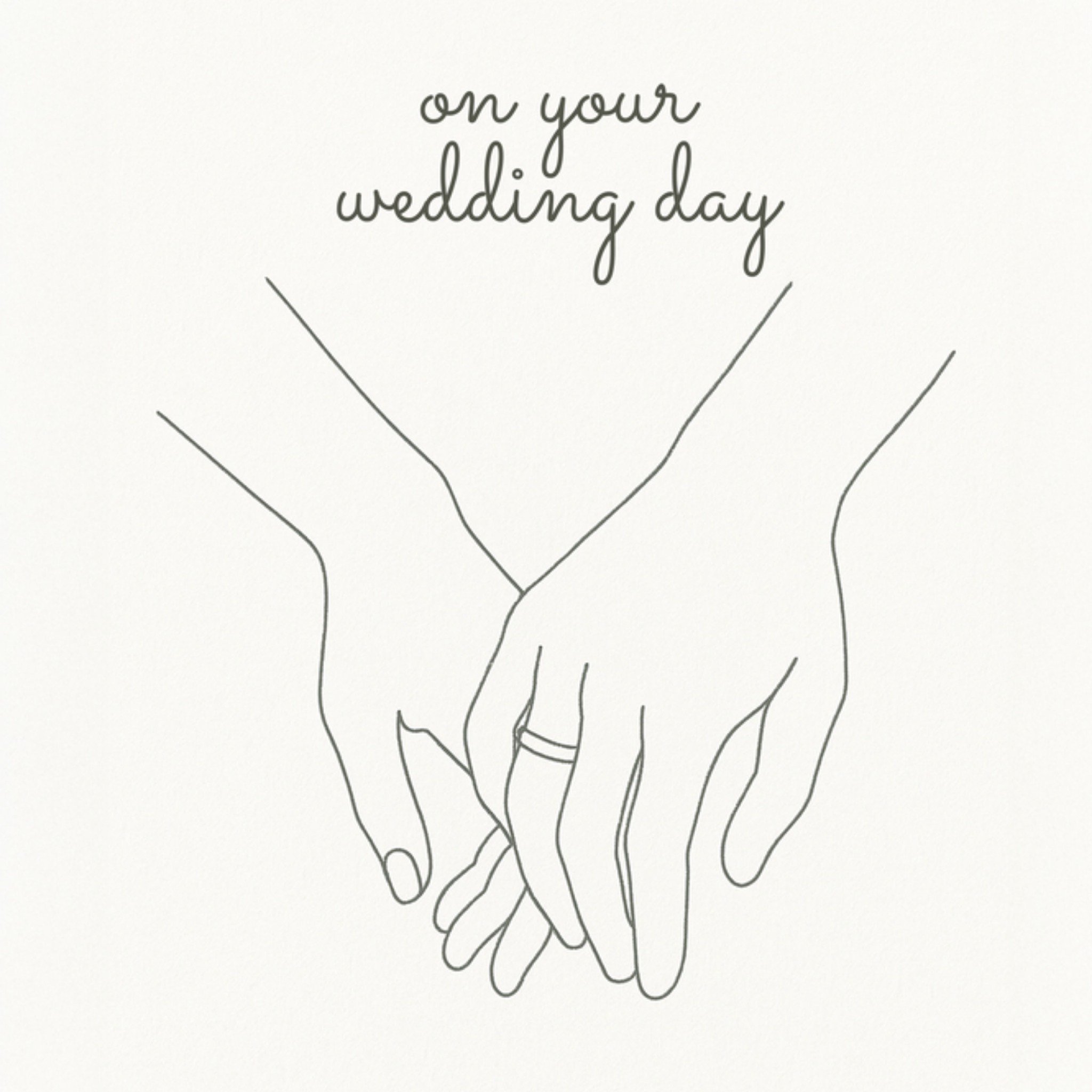 Moonpig Minimal Line Art Holding Hands Wedding Card