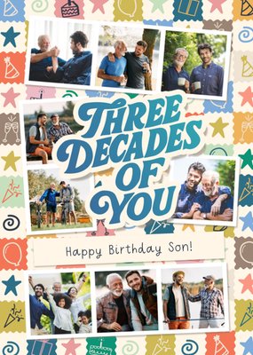 3 Decades Of You Photo Upload Son Birthday Card