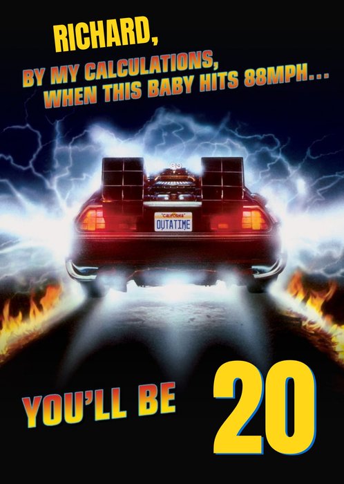 Back To The Future When This Baby Hits 88mph personalised 20th Birthday Card