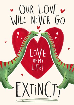 Natural History Museum Our Love Will Never Go Extinct Illustrated Diplodocuses Valentine's Day Card