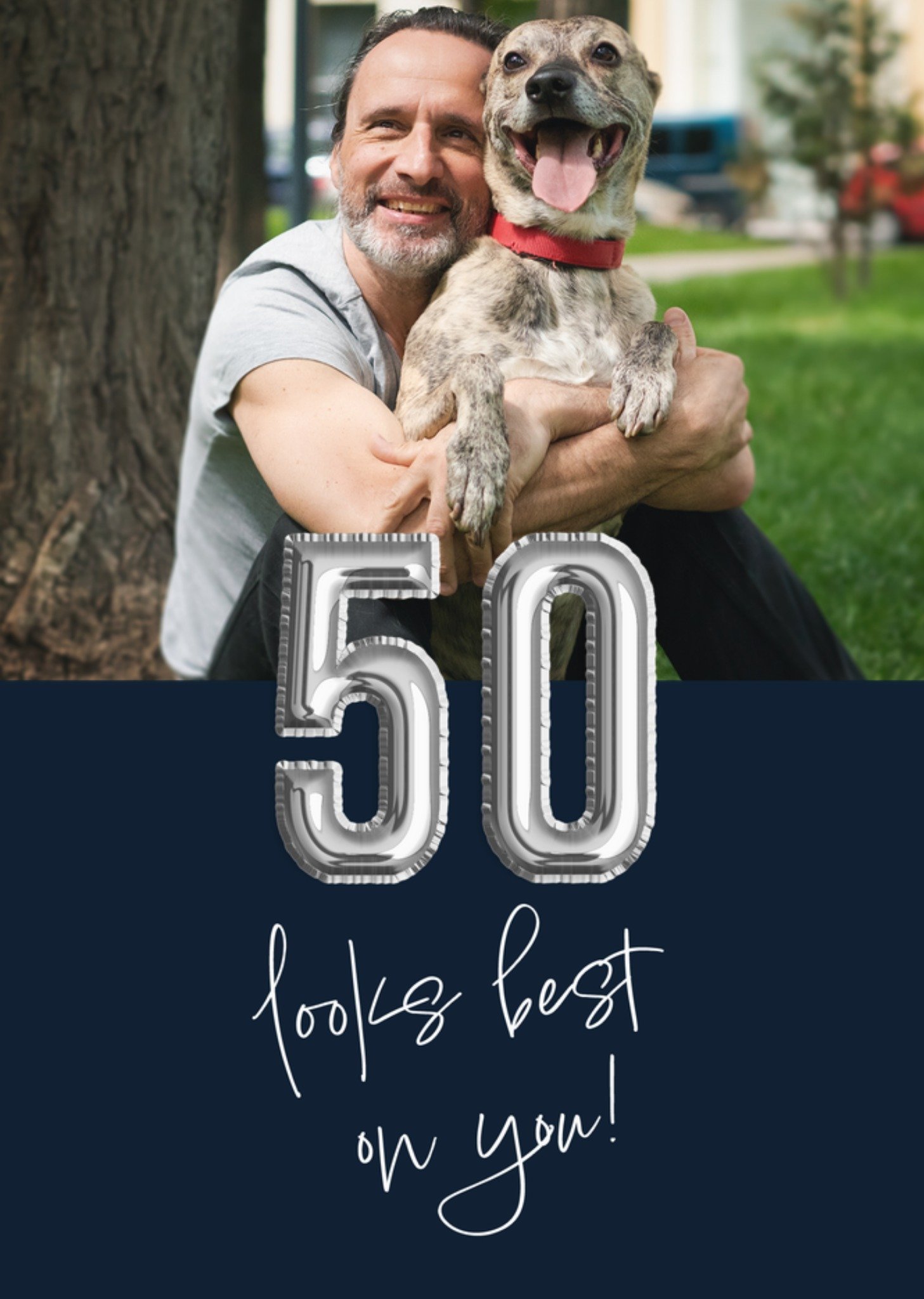 Moonpig Silver Balloon Numbers 50th Birthday Photo Upload Card