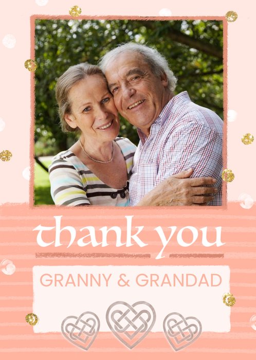 Pink Photo Frame Customisable Photo Upload Thank You Card