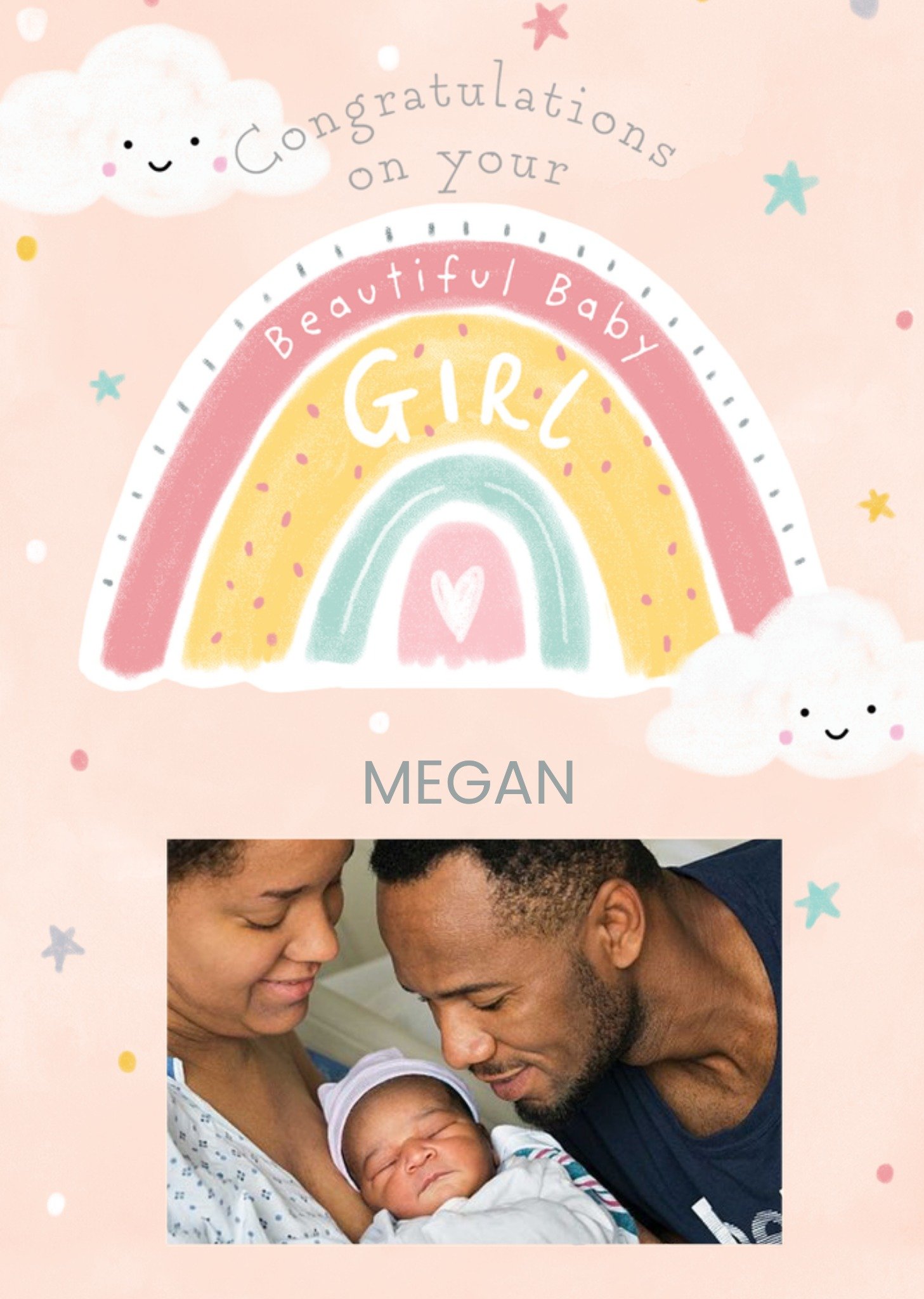 Moonpig Beautiful Baby Girl Photo Upload Congratulations Card