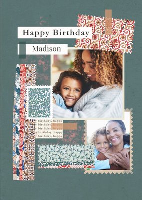 V&A Floral Pattern Photo Upload Birthday Card