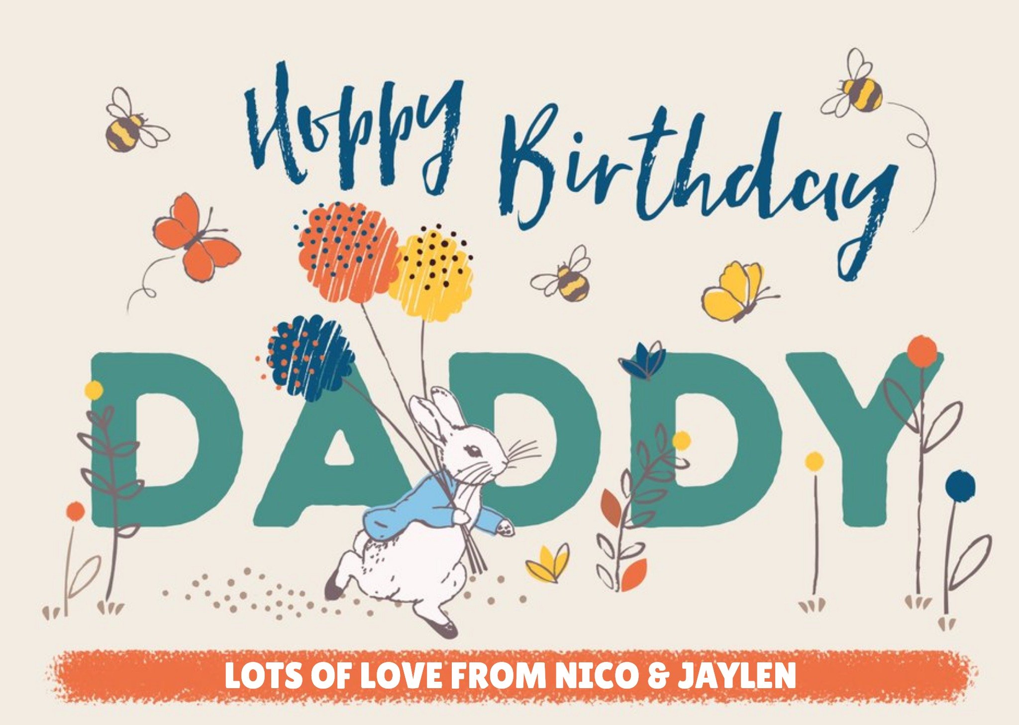 Beatrix Potter Peter Rabbit Hoppy Birthday Card For Daddy