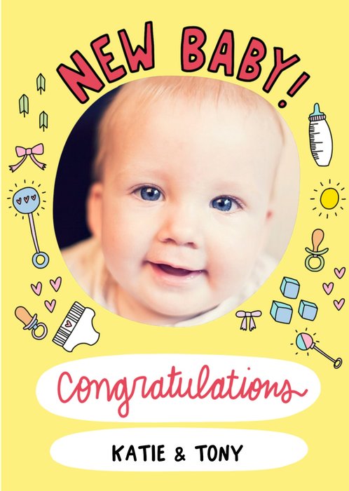 Angela Chick Photo Upload Yellow New Baby Card