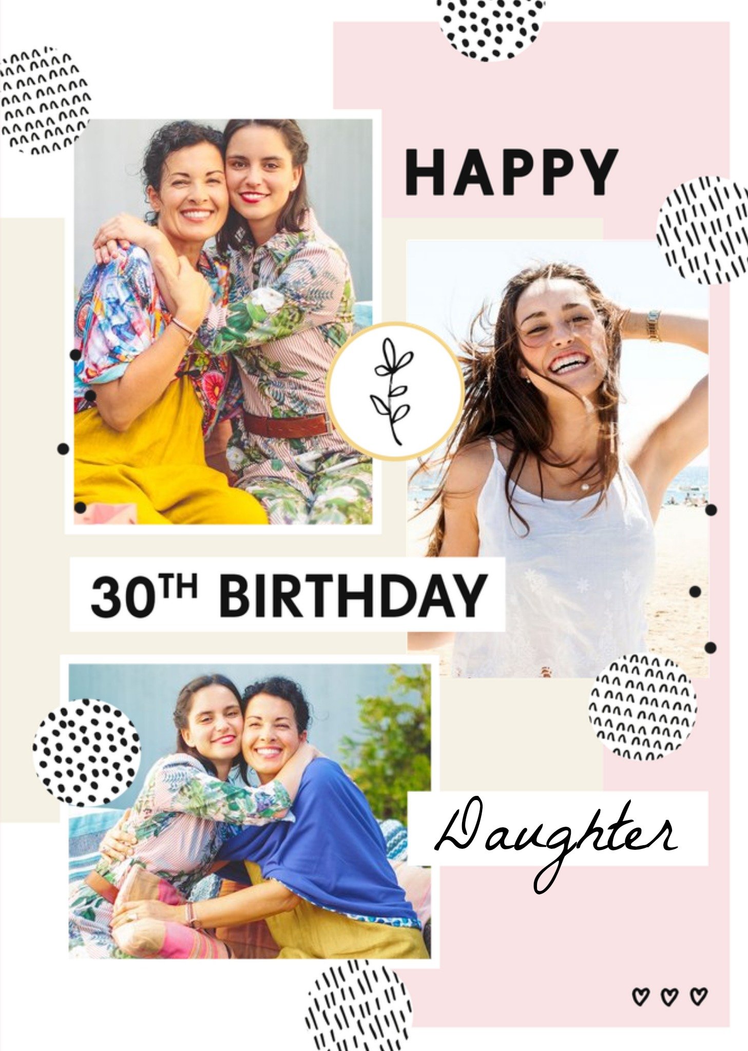 Moonpig Patterned Circles Abstract 30th Birthday Daughter Photo Upload Card