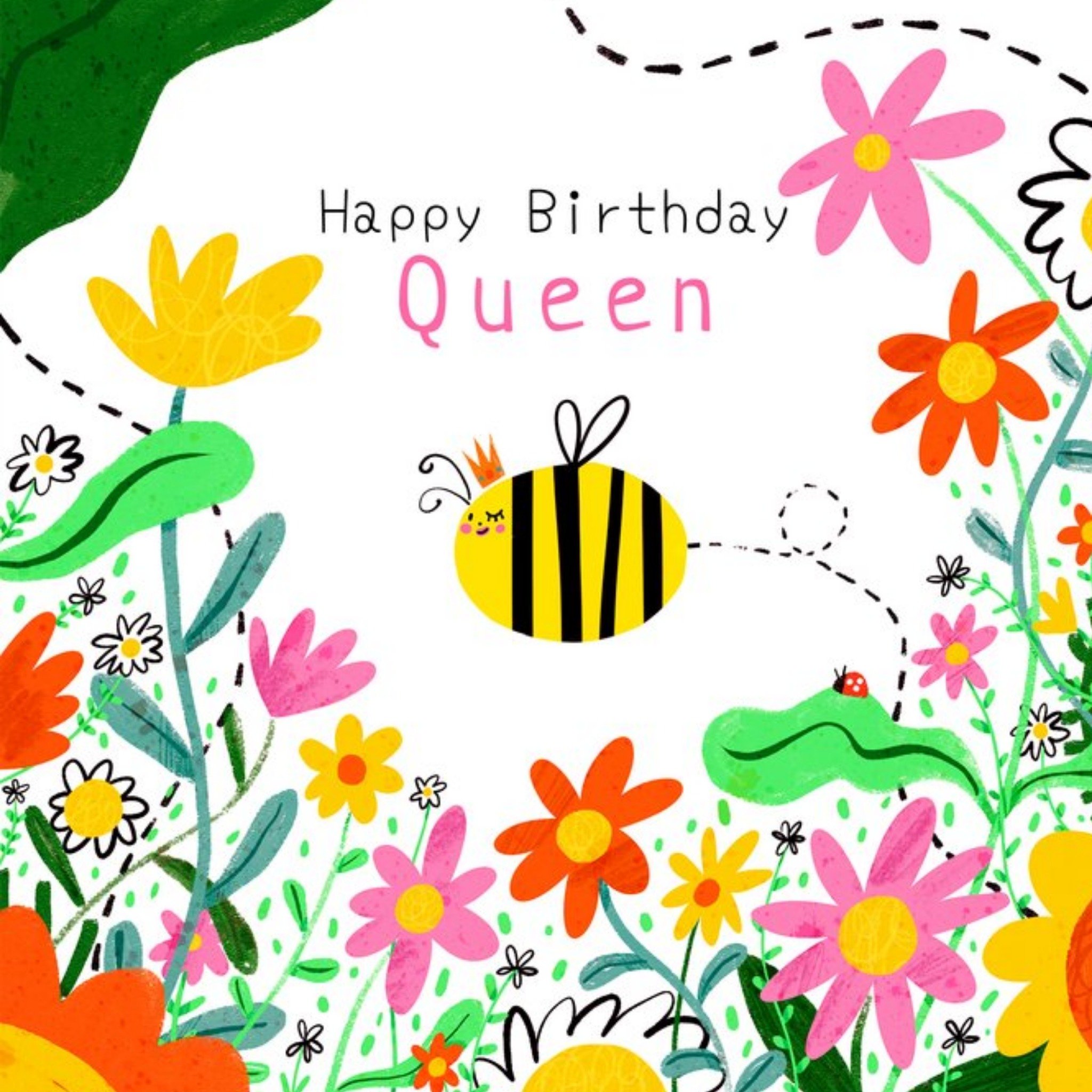 Moonpig Illustrated Floral Queen Bee Birthday Card