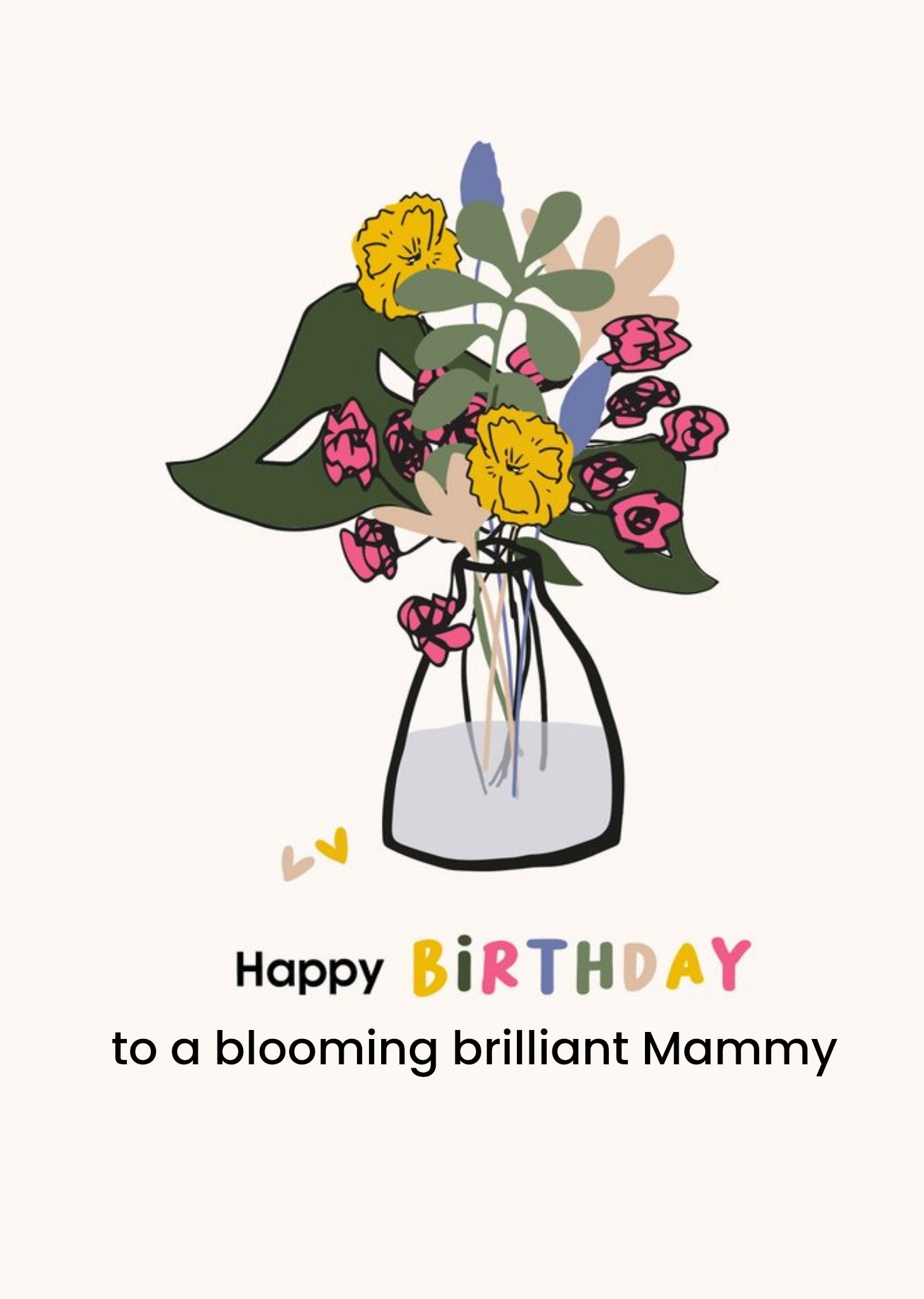 Moonpig Cute Illustrated Flower And Vase Brilliant Mammy Birthday Card