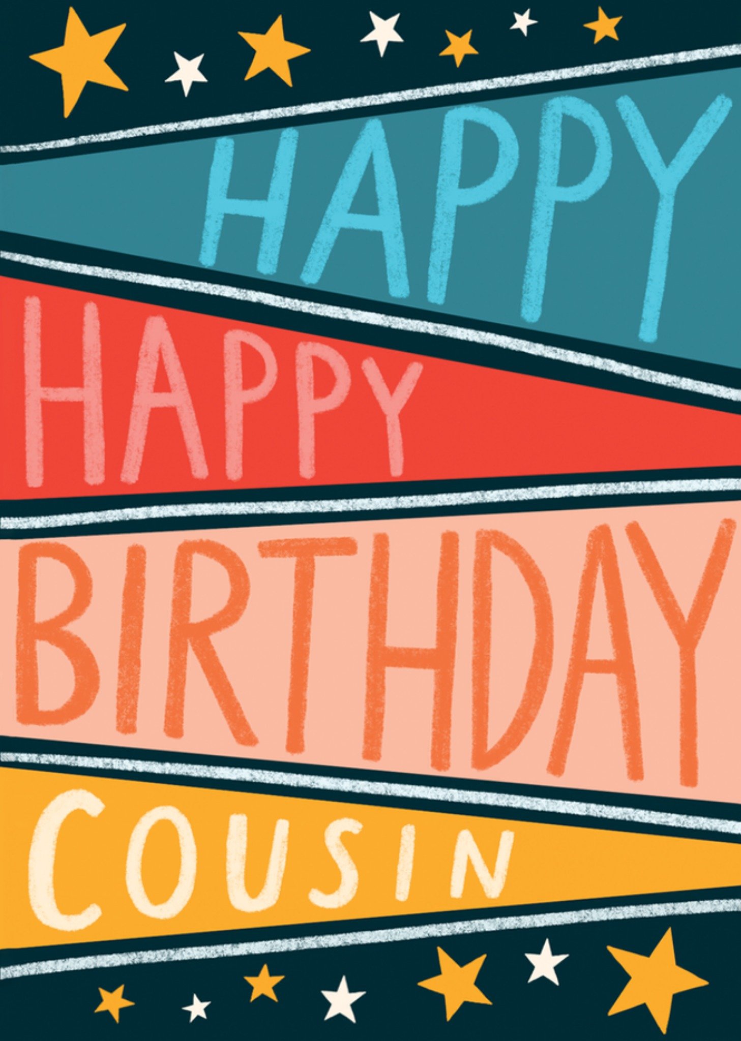 Stella Isaac Illustrations Happy Happy Birthday Cousin Typography Card